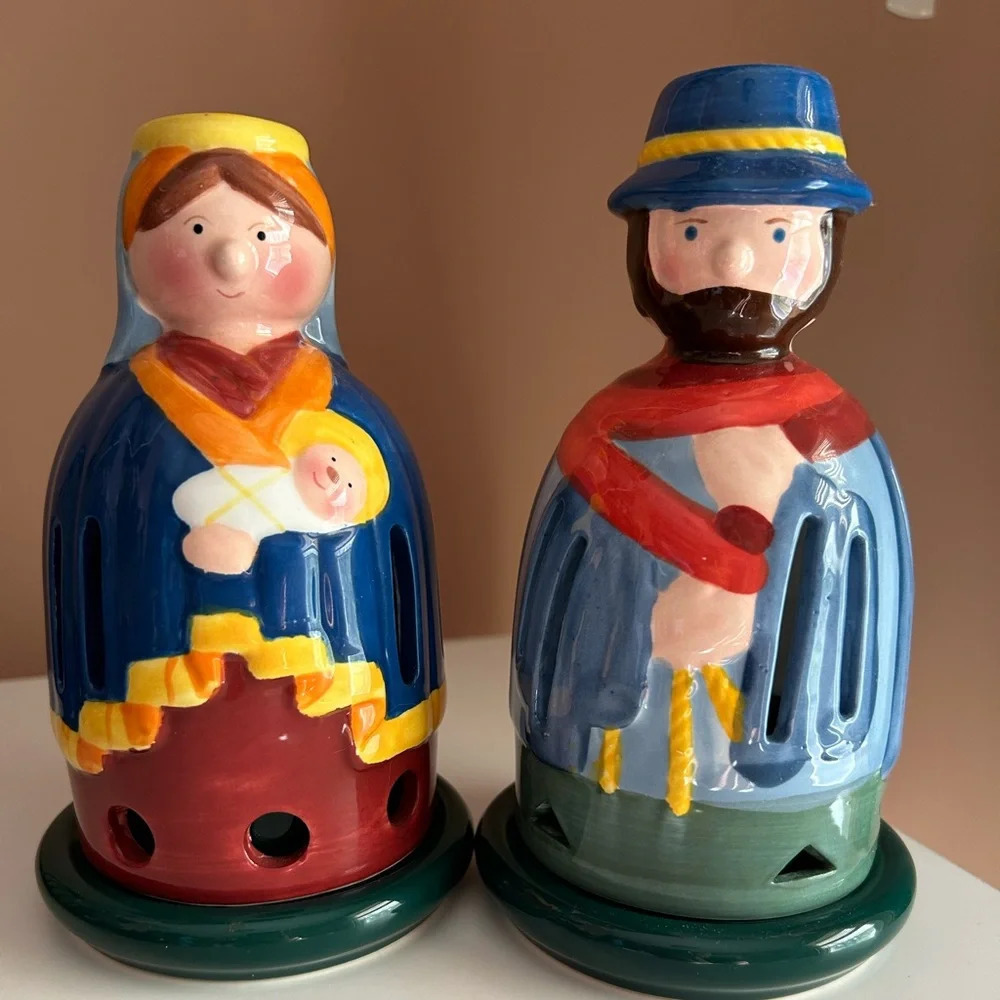 VILLEROY & BOCH Jesus Mary Decolight Candleholders tea light nativity
